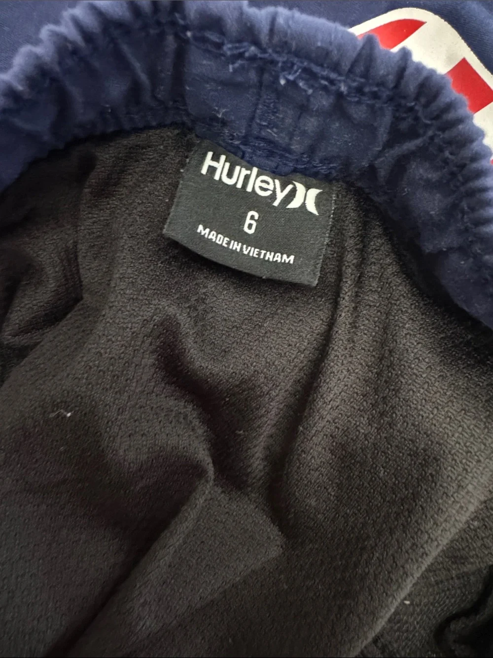 Hurley Boys Size 6 Navy Blue Stars & Stripes Accent Swim Shorts Trunks Beach